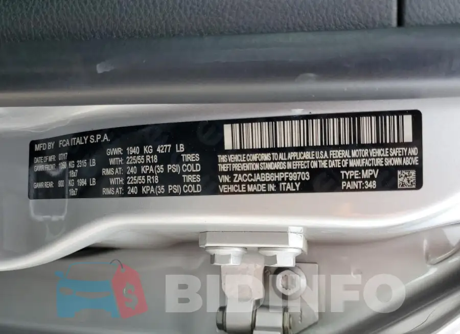 ZACCJABB6HPF99703 Photo# 13