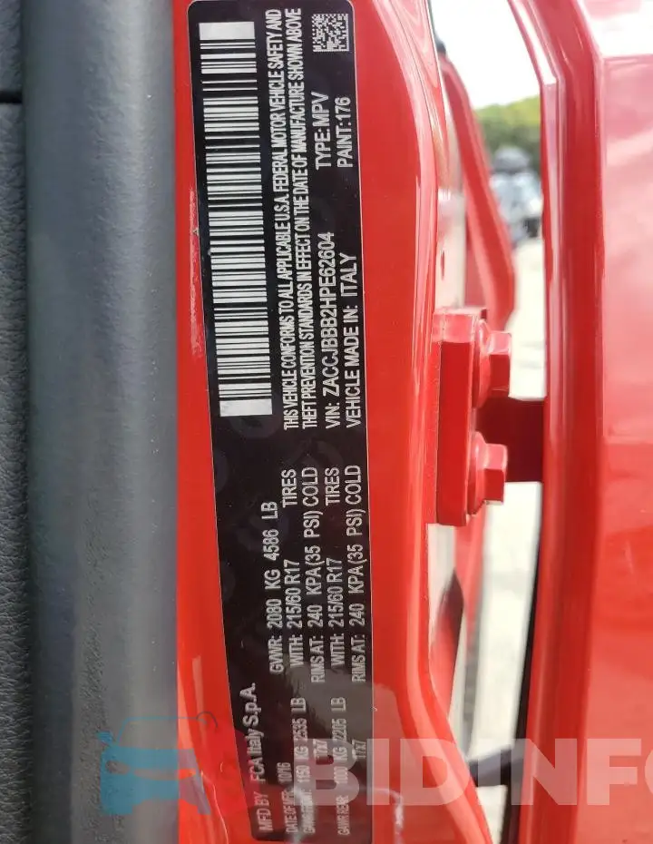 ZACCJBBB2HPE62604 Photo# 13