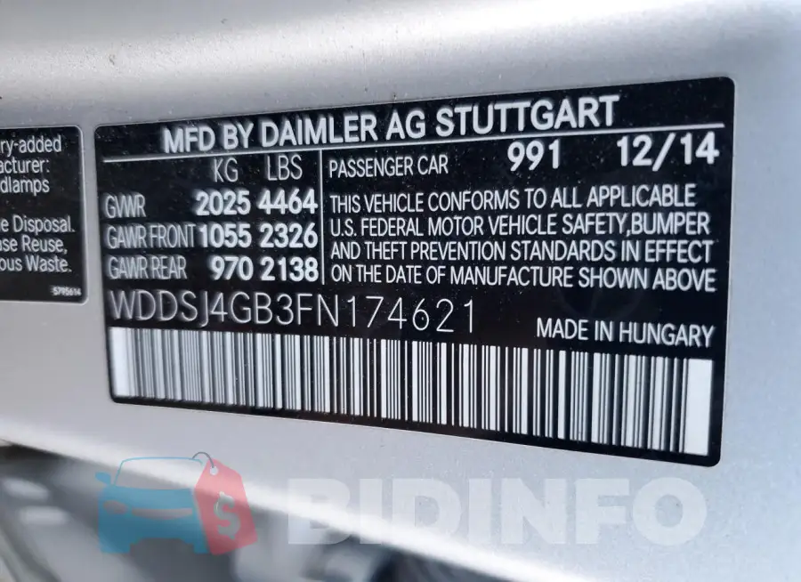 WDDSJ4GB3FN174621 Photo# 12