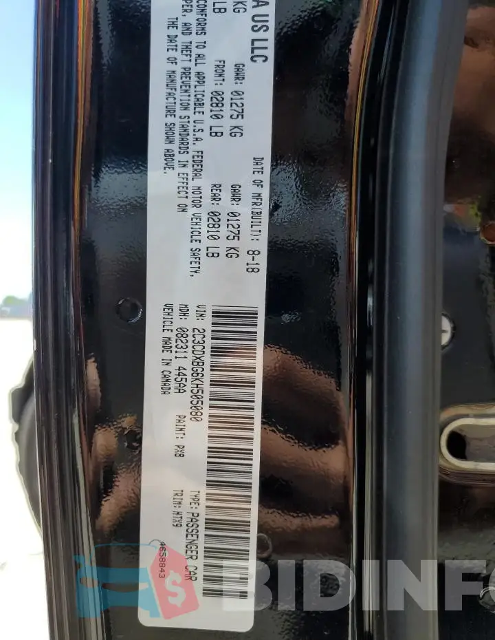2C3CDXBG6KH505080 Photo# 13