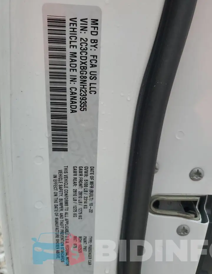2C3CDXBG8NH239355 Photo# 12
