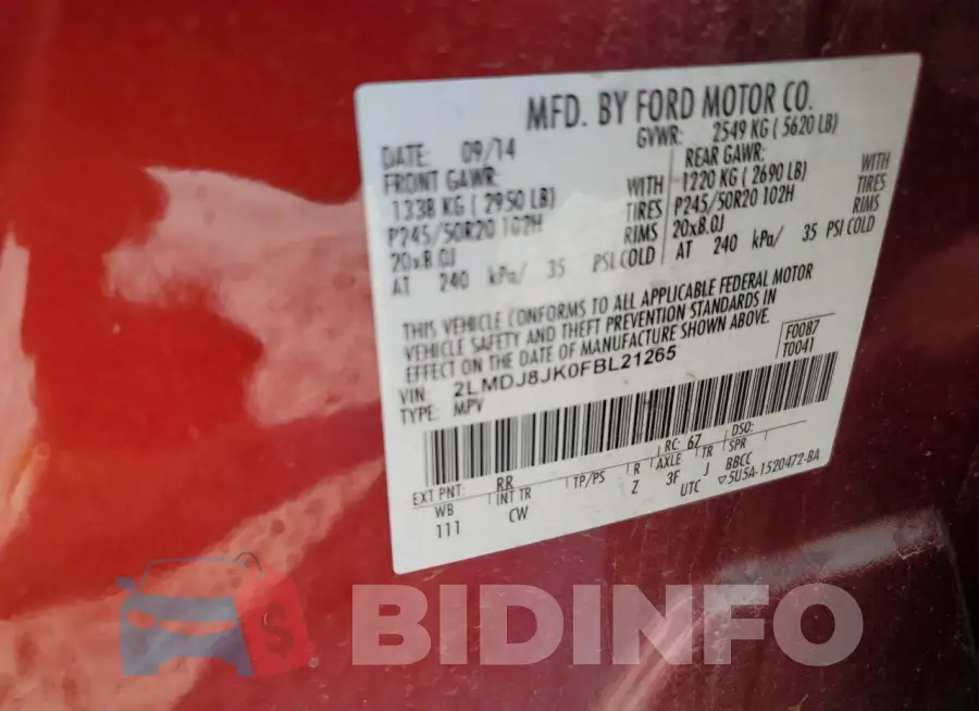 2LMDJ8JK0FBL21265 Photo# 12