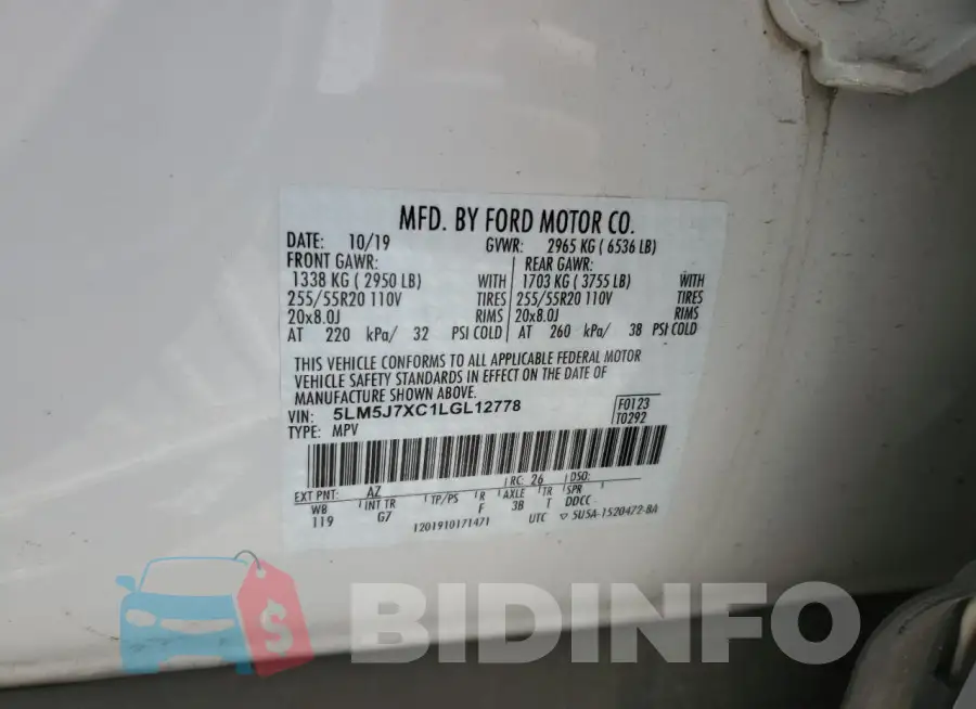 5LM5J7XC1LGL12778 Photo# 13