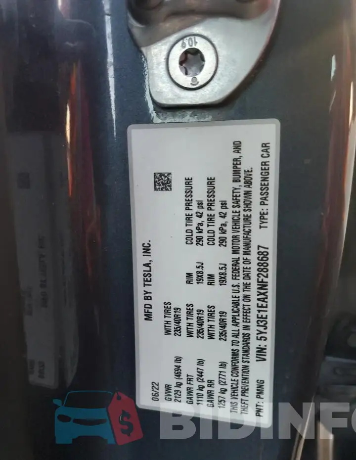 5YJ3E1EAXNF288687 Photo# 12