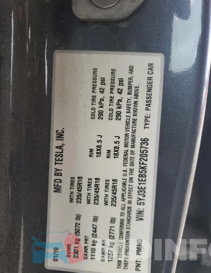 5YJ3E1EB5KF205736 Photo# 12