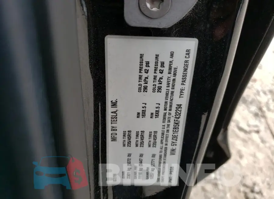 5YJ3E1EB5KF432294 Photo# 12