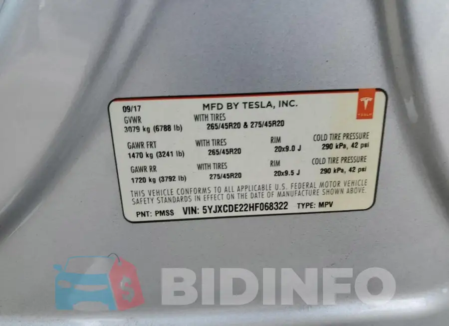 5YJXCDE22HF068322 Photo# 14