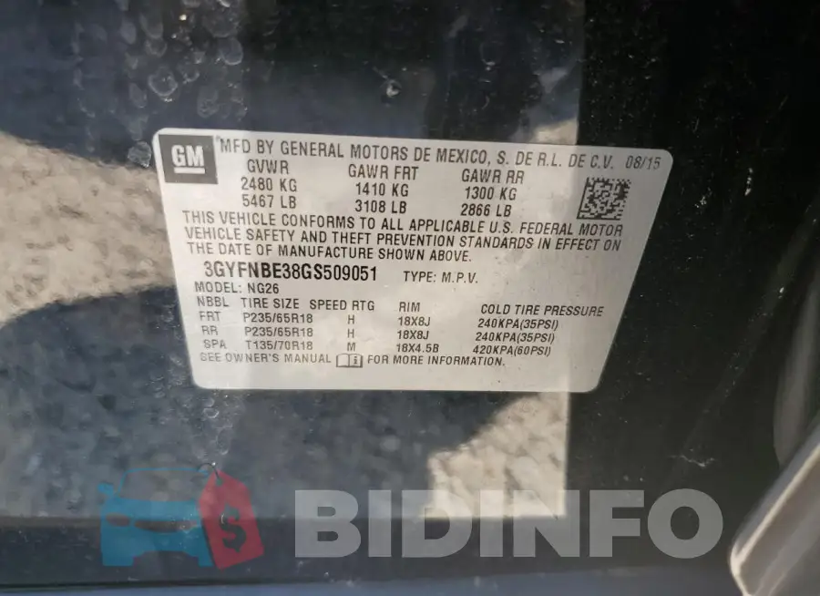 3GYFNBE38GS509051 Photo# 13