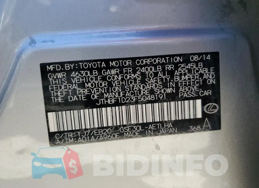 JTHBF1D23F5048191 Photo# 13