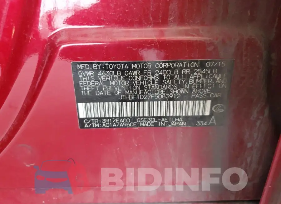 JTHBF1D27F5082912 Photo# 12