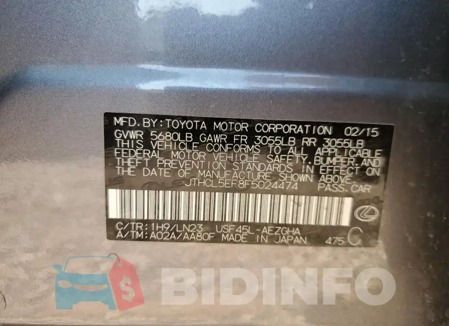 JTHCL5EF8F5024474 Photo# 12