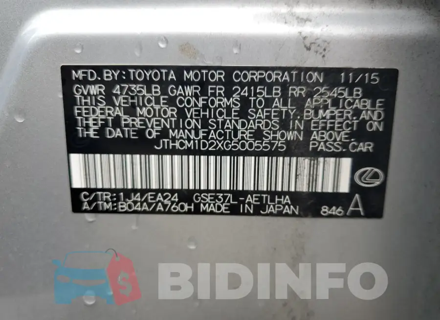 JTHCM1D2XG5005575 Photo# 13