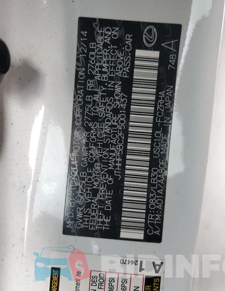 JTHHP5BC2F5001437 Photo# 12