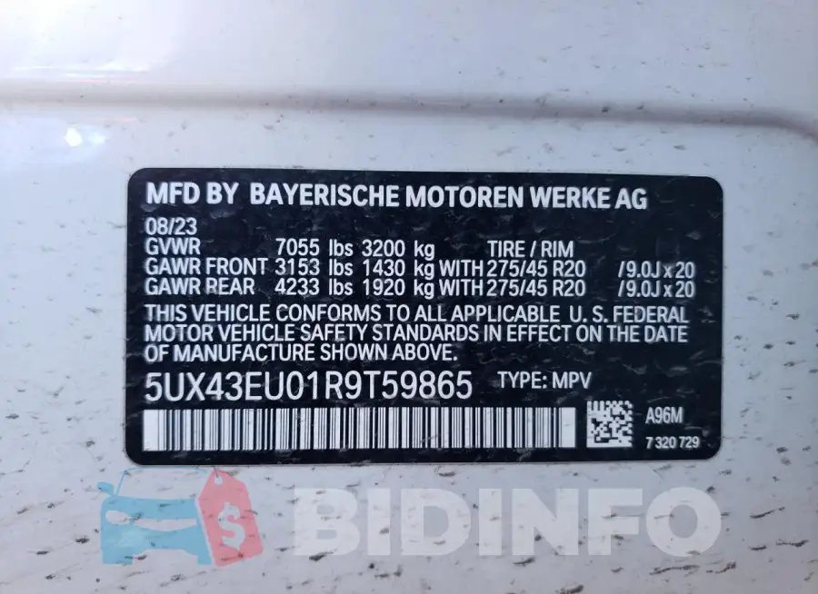 5UX43EU01R9T59865 Photo# 14