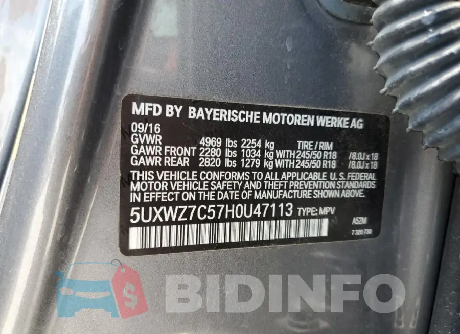 5UXWZ7C57H0U47113 Photo# 13