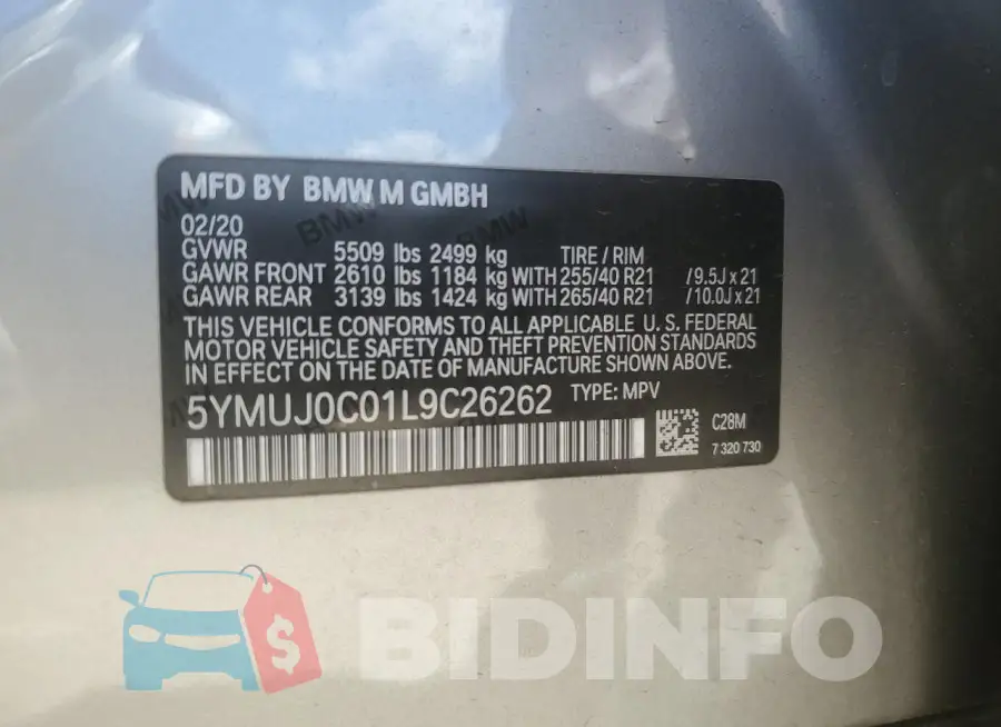 5YMUJ0C01L9C26262 Photo# 13