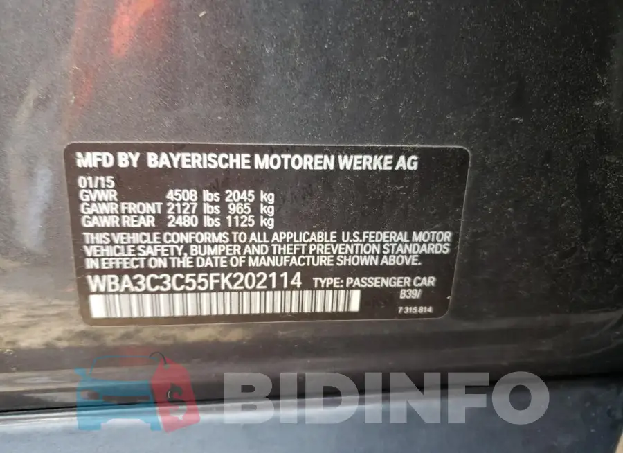 WBA3C3C55FK202114 Photo# 12