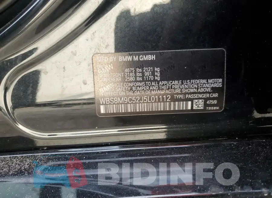 WBS8M9C52J5L01112 Photo# 13