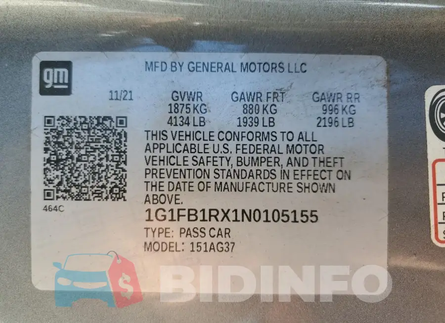 1G1FB1RX1N0105155 Photo# 12