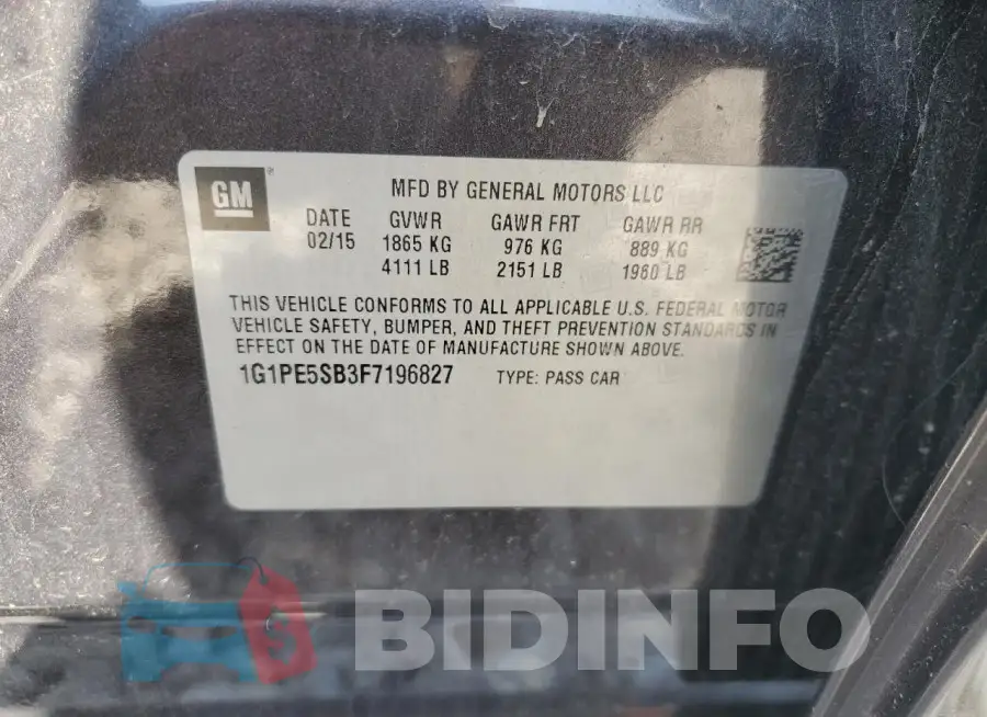 1G1PE5SB3F7196827 Photo# 13