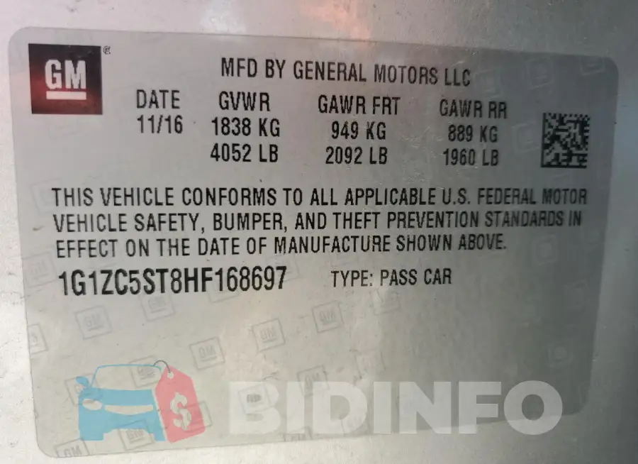 1G1ZC5ST8HF168697 Photo# 12