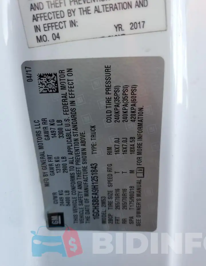 1GCHSBEA9H1251843 Photo# 12