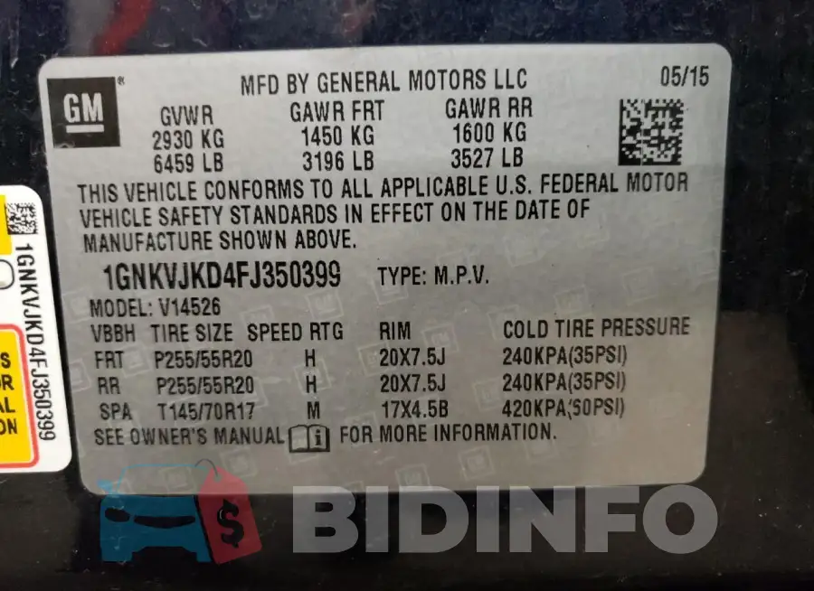 1GNKVJKD4FJ350399 Photo# 13