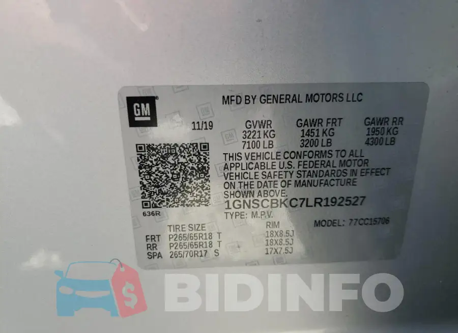 1GNSCBKC7LR192527 Photo# 13