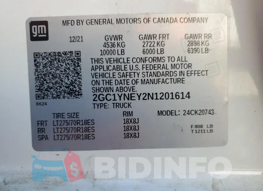 2GC1YNEY2N1201614 Photo# 12