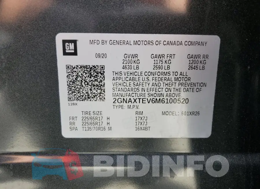 2GNAXTEV6M6100520 Photo# 13