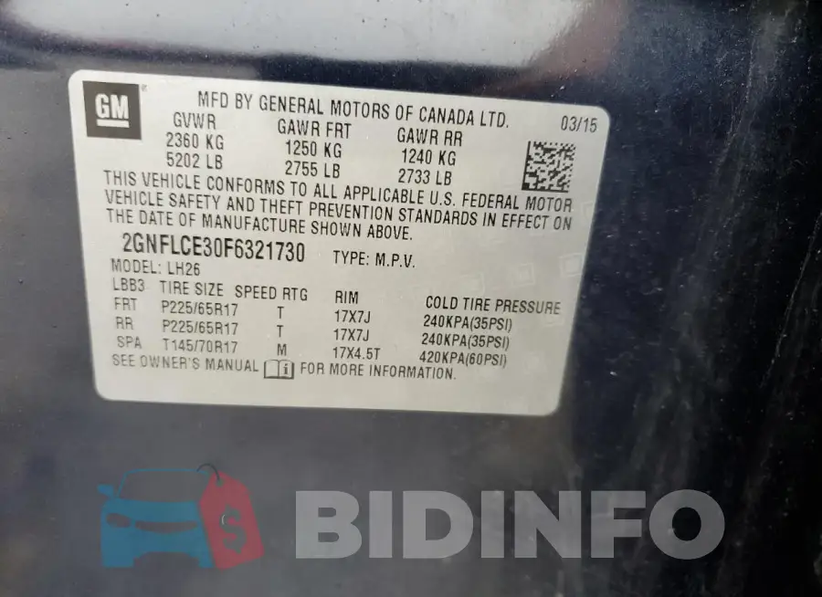 2GNFLCE30F6321730 Photo# 13