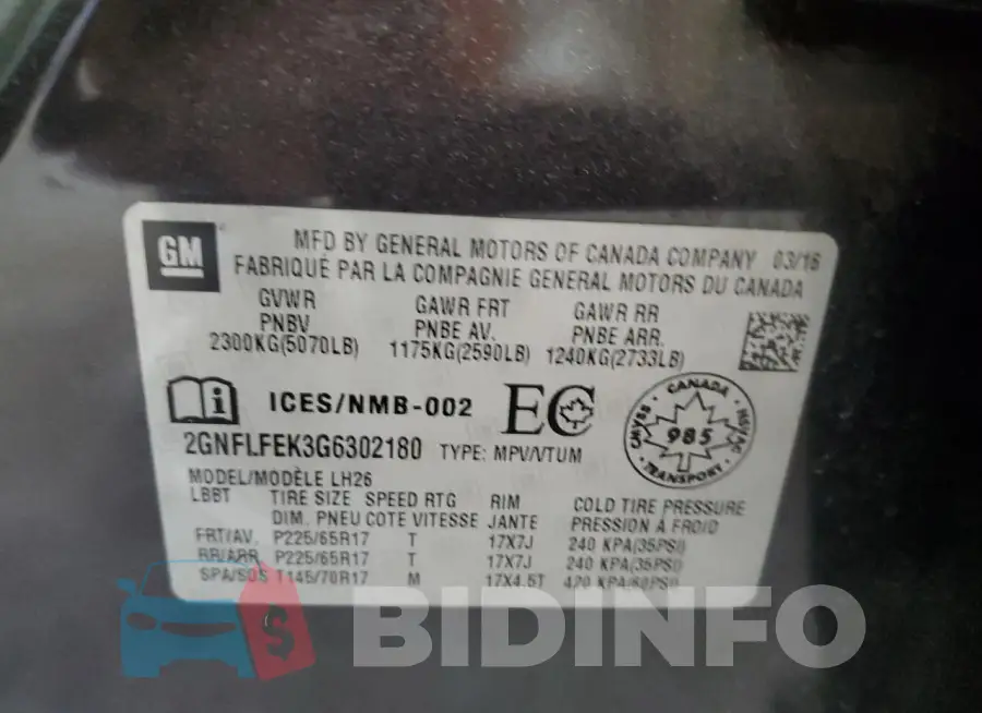 2GNFLFEK3G6302180 Photo# 13