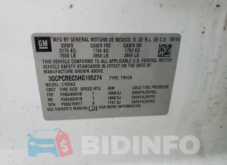3GCPCREC5HG195274 Photo# 12