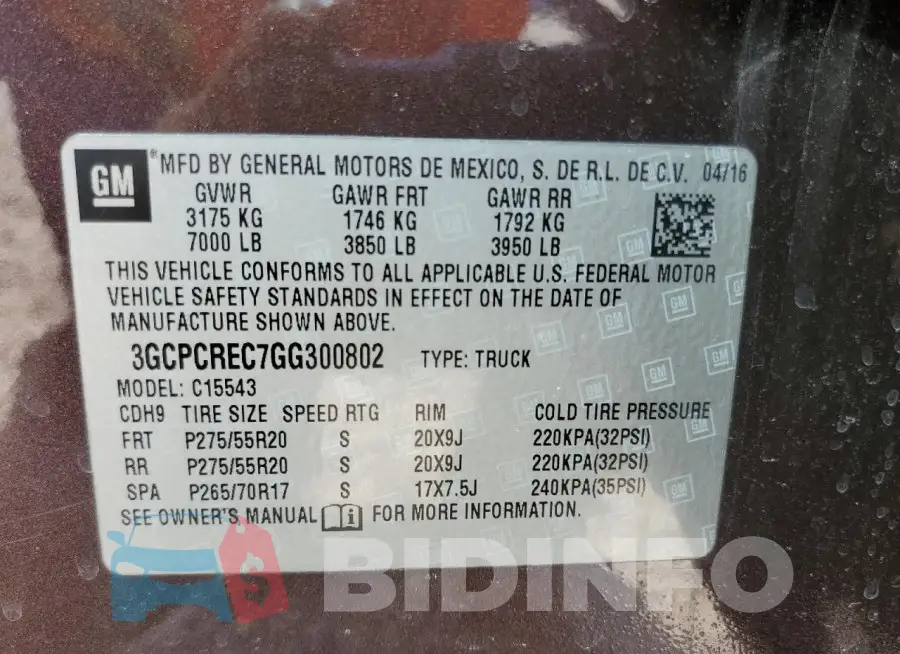 3GCPCREC7GG300802 Photo# 12