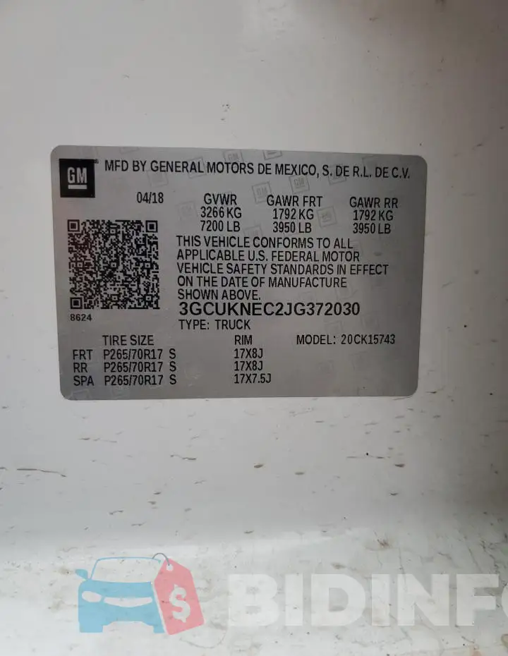 3GCUKNEC2JG372030 Photo# 12