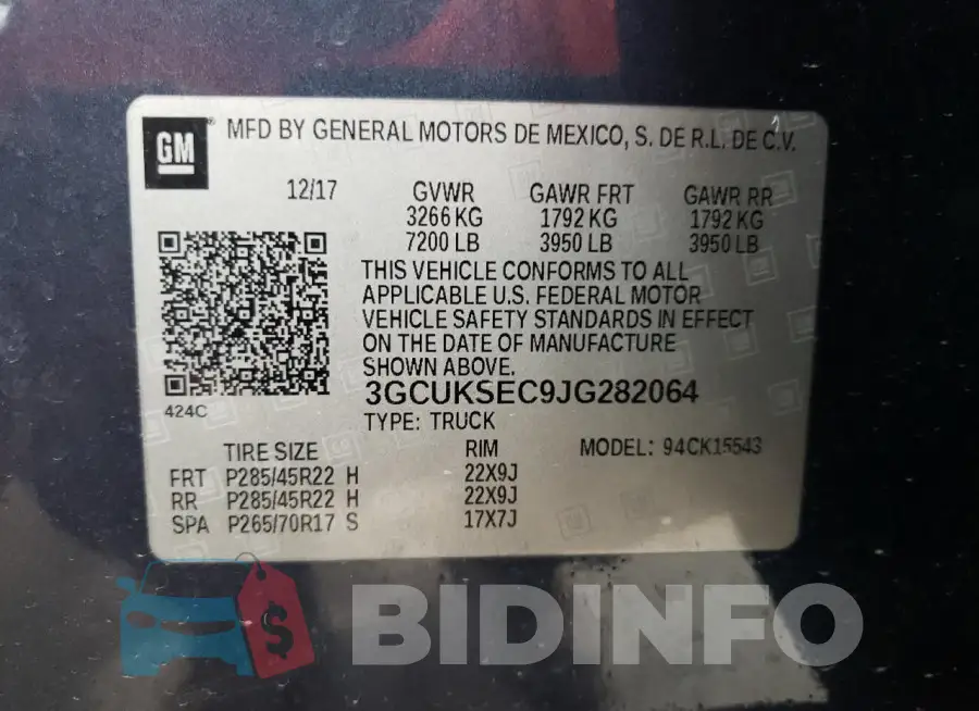 3GCUKSEC9JG282064 Photo# 13