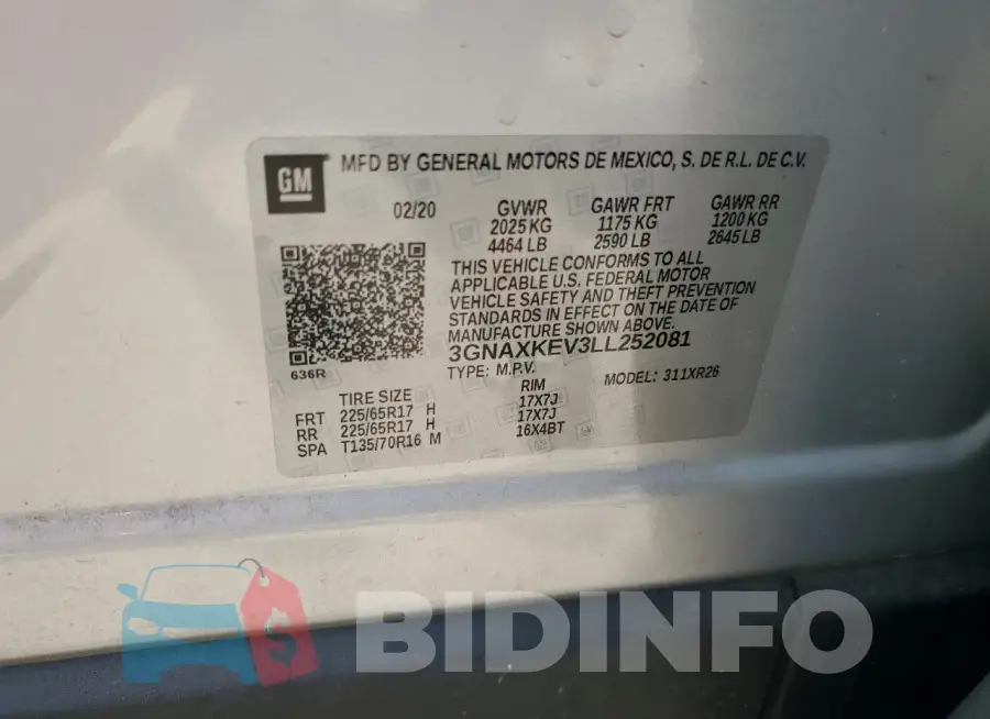 3GNAXKEV3LL252081 Photo# 14