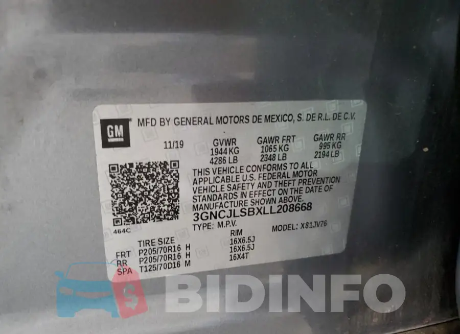 3GNCJLSBXLL208668 Photo# 12
