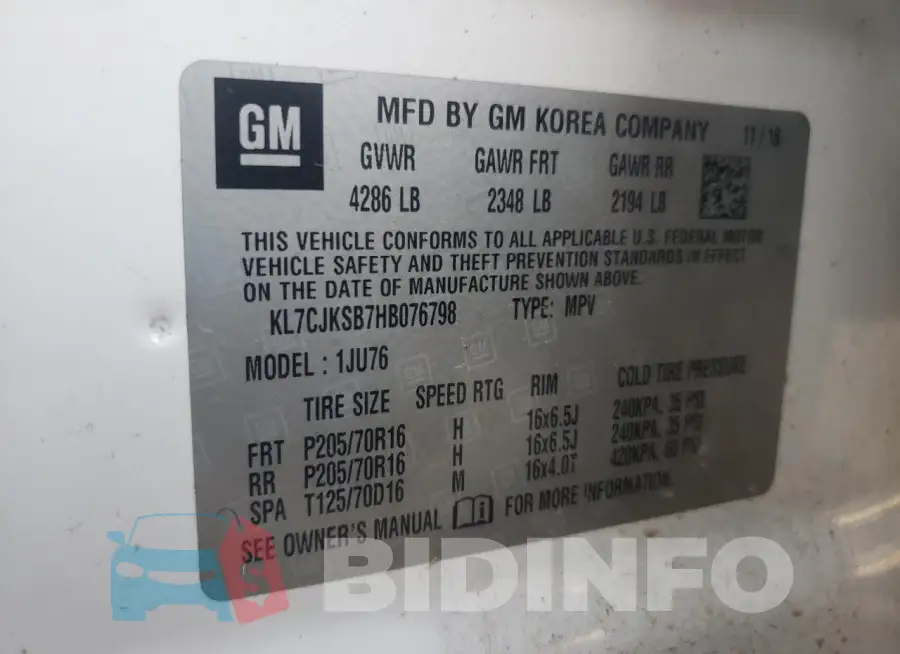 KL7CJKSB7HB076798 Photo# 13