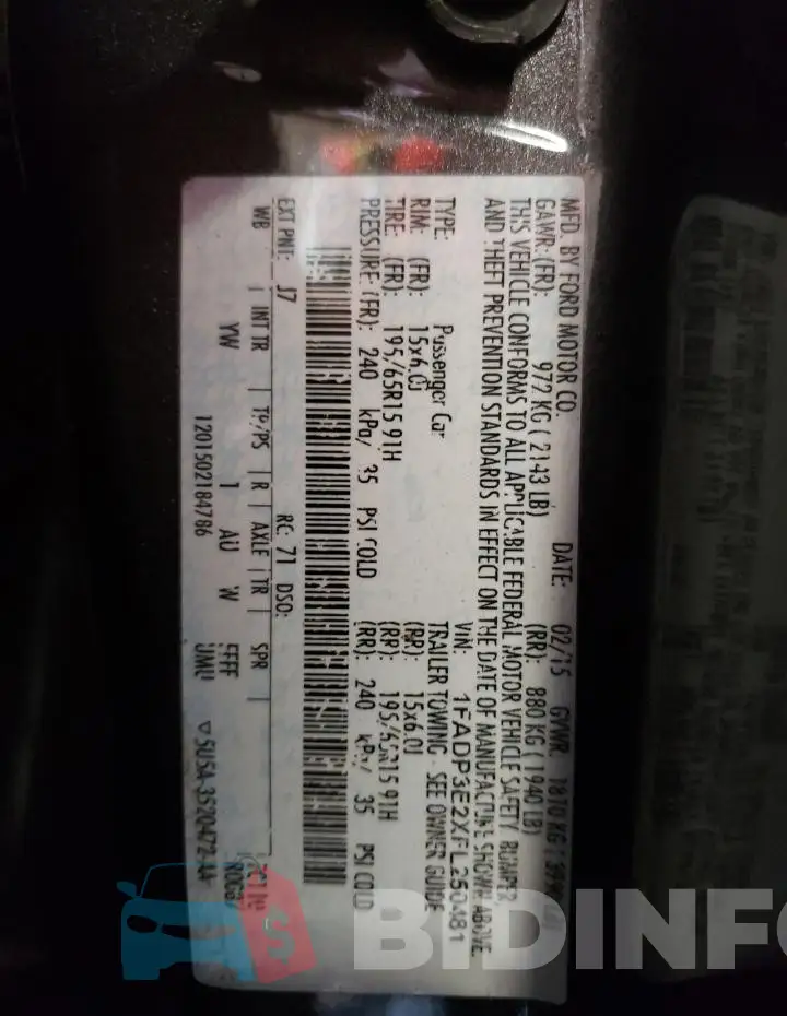 1FADP3E2XFL250481 Photo# 12