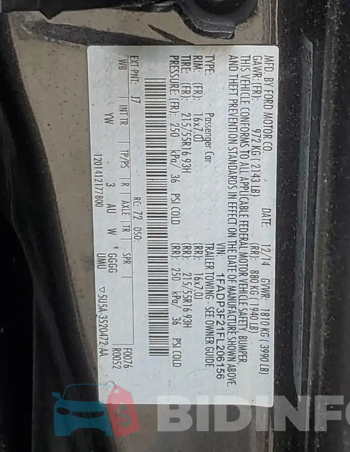 1FADP3F21FL206156 Photo# 12
