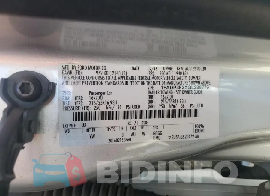 1FADP3F2XGL289779 Photo# 12