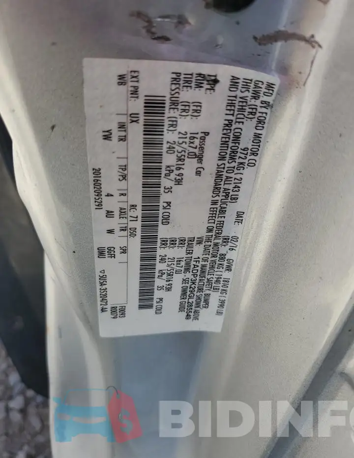 1FADP3K29GL285549 Photo# 13