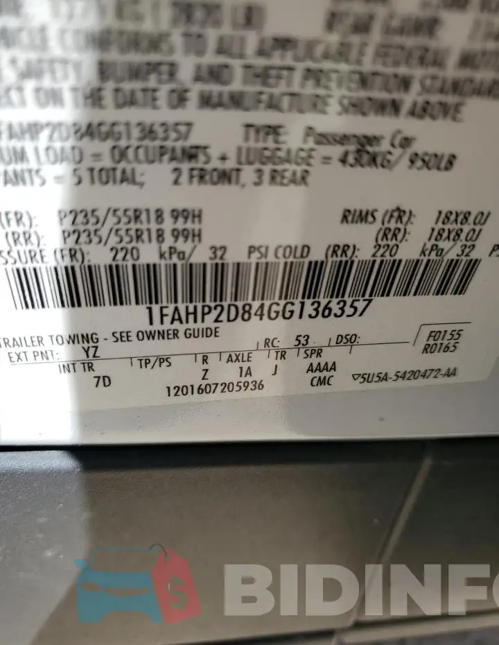 1FAHP2D84GG136357 Photo# 12