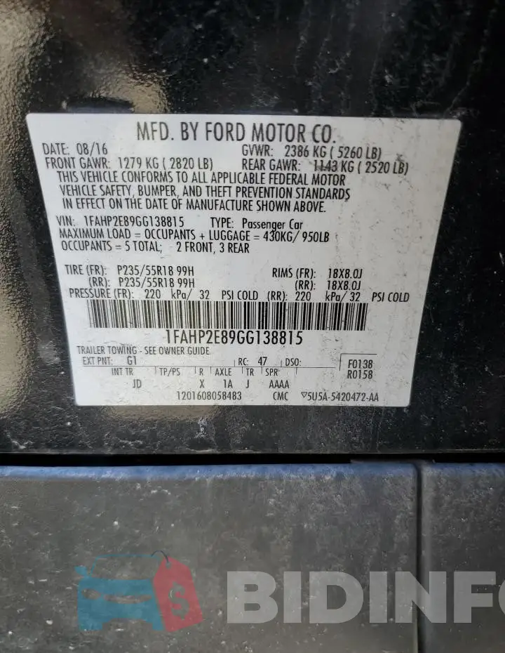 1FAHP2E89GG138815 Photo# 12