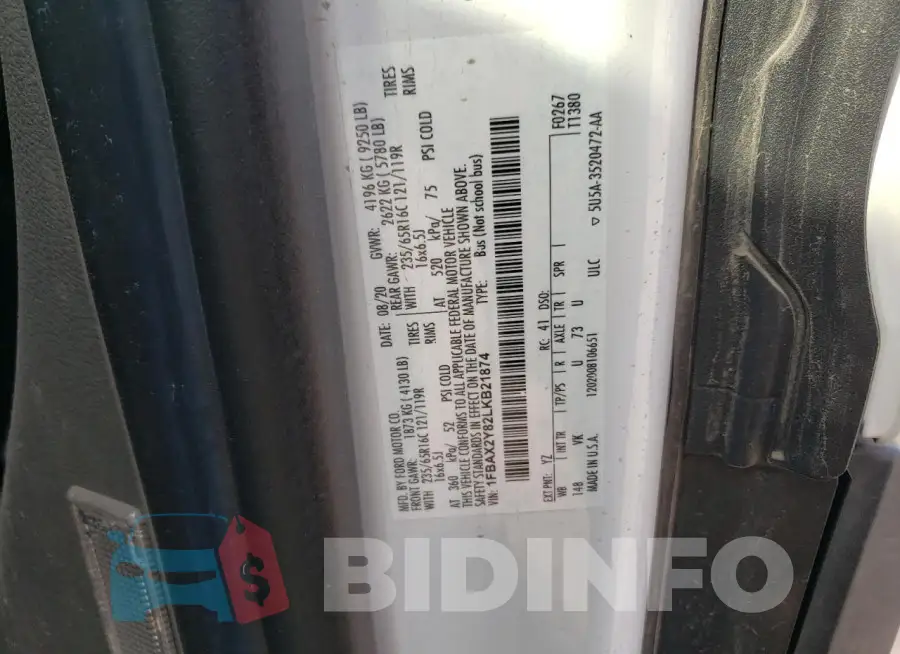 1FBAX2Y82LKB21874 Photo# 13