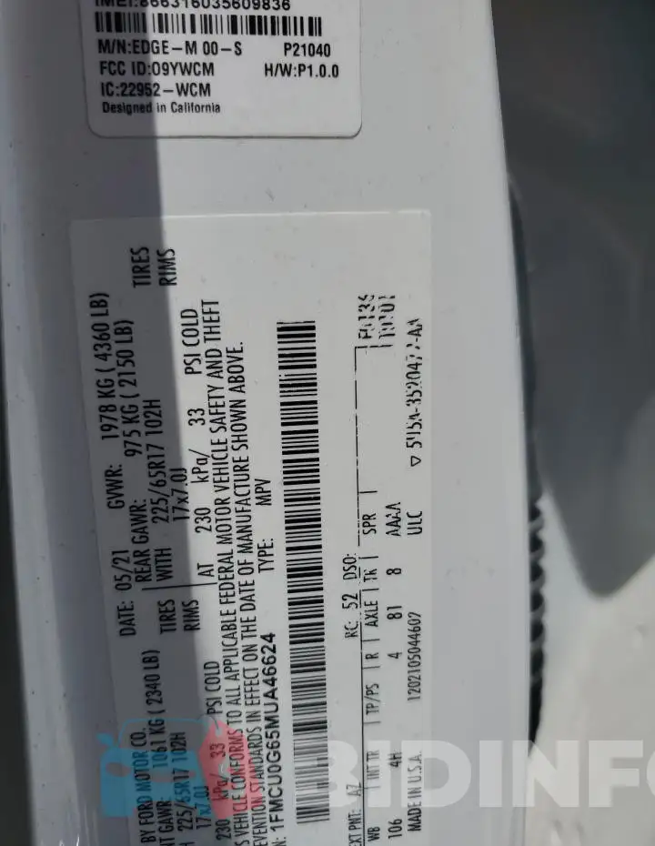 1FMCU0G65MUA46624 Photo# 13
