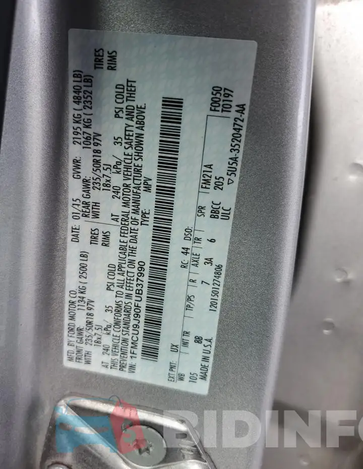 1FMCU9J90FUB37990 Photo# 13