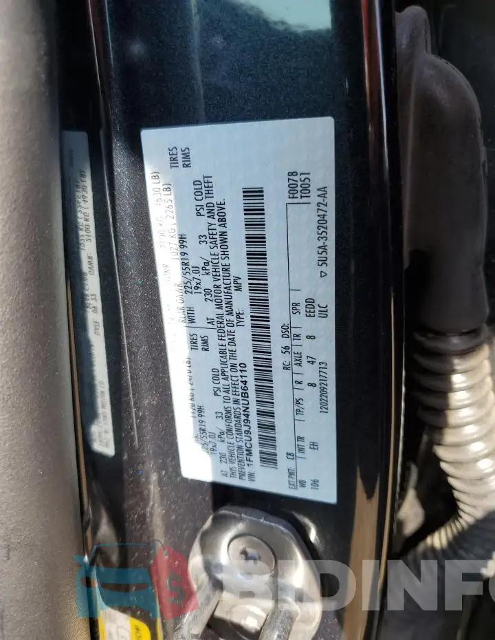 1FMCU9J94NUB64110 Photo# 12