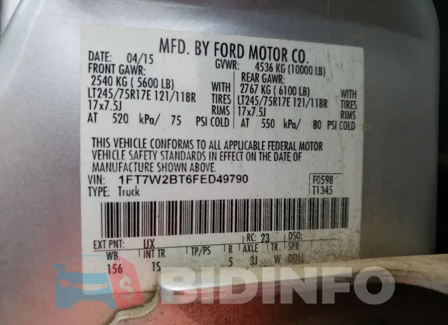 1FT7W2BT6FED49790 Photo# 12